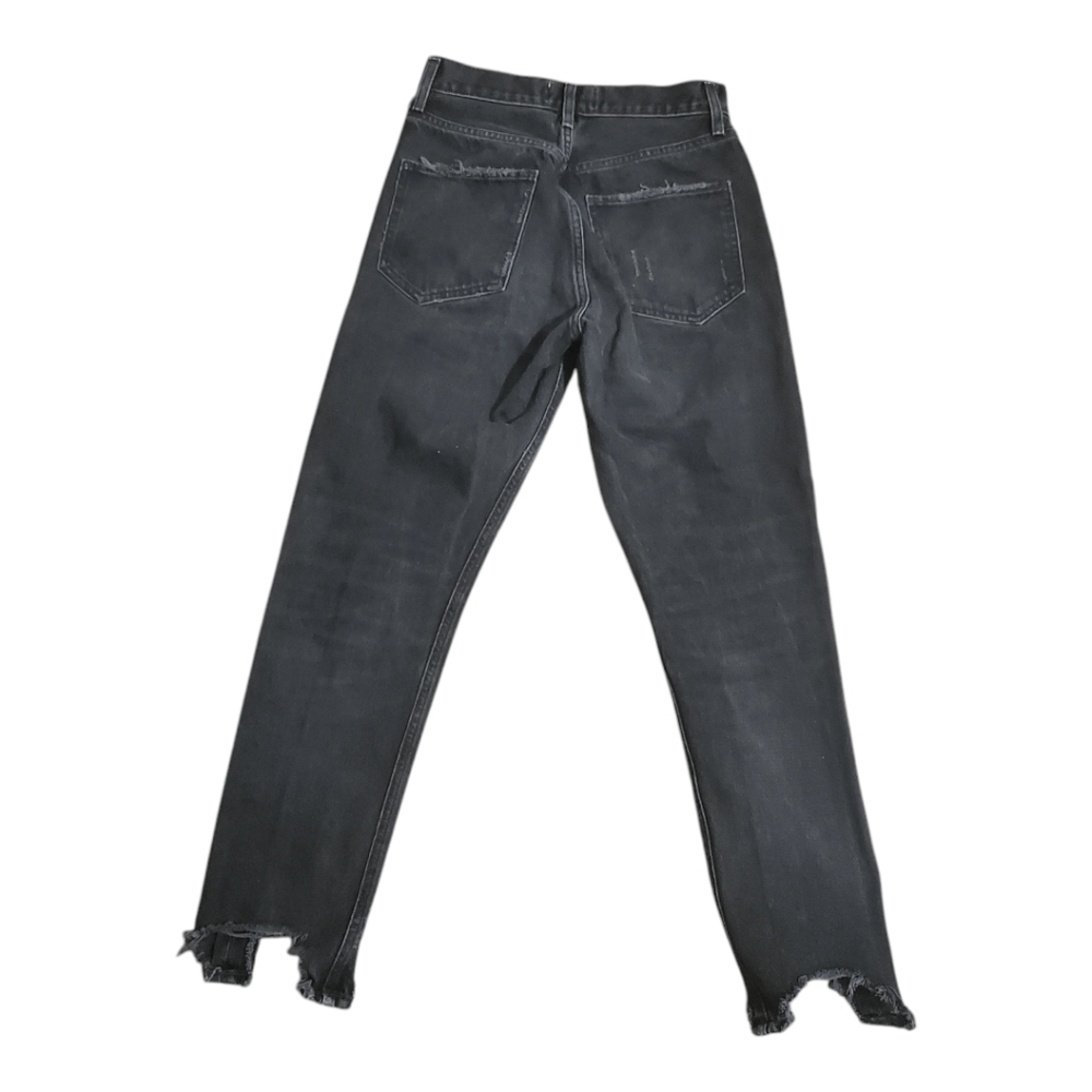Agolde Womens Jamie High Rise Skinny Jeans Black Distressed Cropped Size 24 - Picture 2 of 12